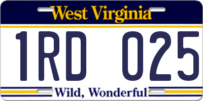 WV license plate 1RD025