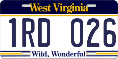 WV license plate 1RD026