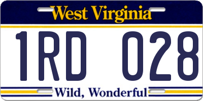 WV license plate 1RD028