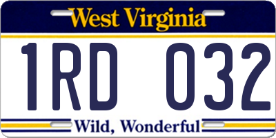 WV license plate 1RD032
