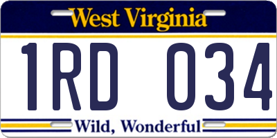 WV license plate 1RD034
