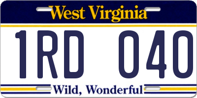 WV license plate 1RD040