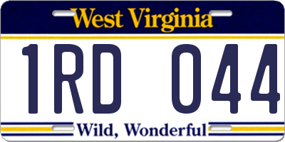 WV license plate 1RD044