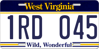 WV license plate 1RD045