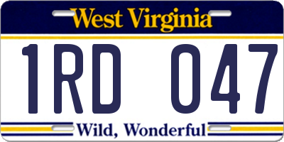 WV license plate 1RD047