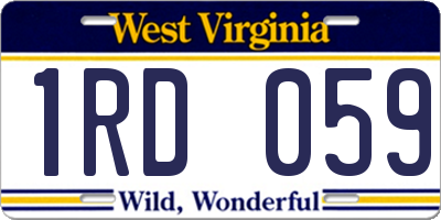 WV license plate 1RD059