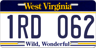 WV license plate 1RD062