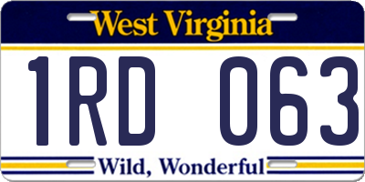 WV license plate 1RD063