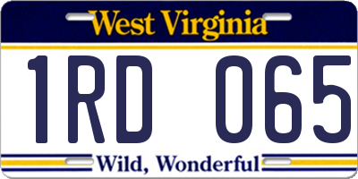 WV license plate 1RD065