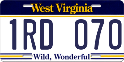 WV license plate 1RD070