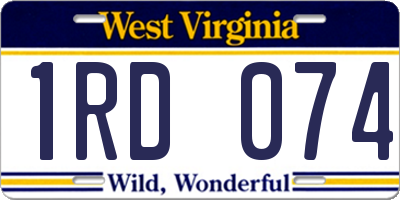 WV license plate 1RD074