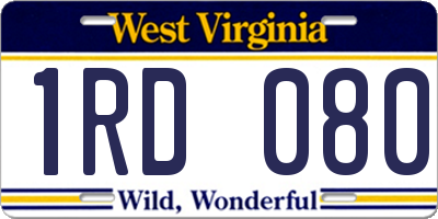 WV license plate 1RD080