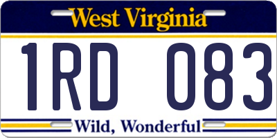 WV license plate 1RD083
