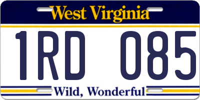 WV license plate 1RD085