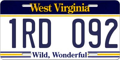 WV license plate 1RD092