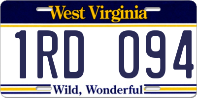 WV license plate 1RD094