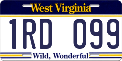 WV license plate 1RD099
