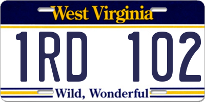 WV license plate 1RD102