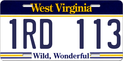 WV license plate 1RD113