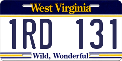 WV license plate 1RD131