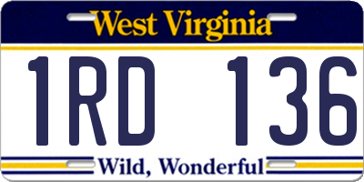 WV license plate 1RD136