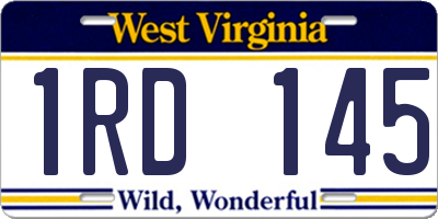 WV license plate 1RD145