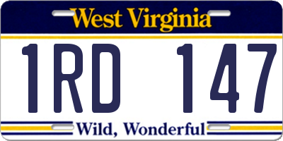 WV license plate 1RD147