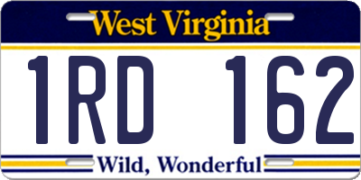 WV license plate 1RD162