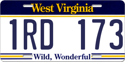 WV license plate 1RD173