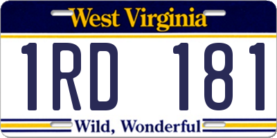 WV license plate 1RD181