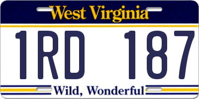 WV license plate 1RD187