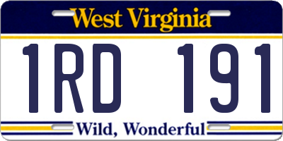 WV license plate 1RD191