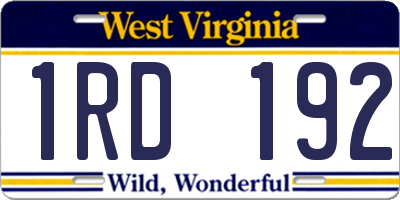 WV license plate 1RD192
