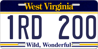 WV license plate 1RD200