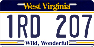 WV license plate 1RD207