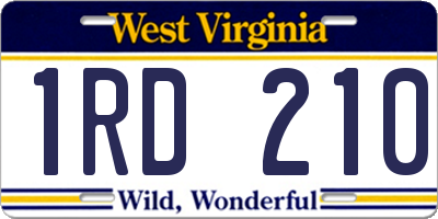 WV license plate 1RD210