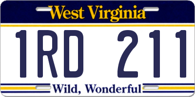WV license plate 1RD211