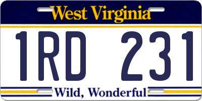 WV license plate 1RD231