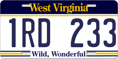 WV license plate 1RD233