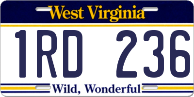 WV license plate 1RD236