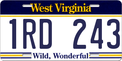 WV license plate 1RD243