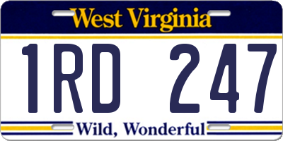 WV license plate 1RD247