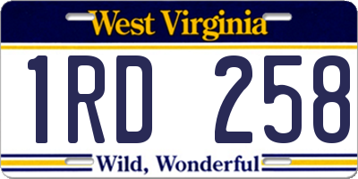 WV license plate 1RD258