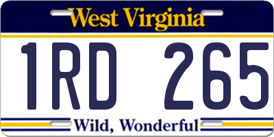 WV license plate 1RD265