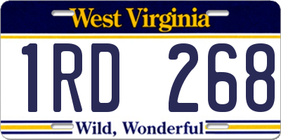 WV license plate 1RD268