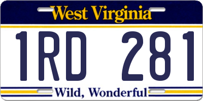 WV license plate 1RD281