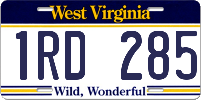 WV license plate 1RD285