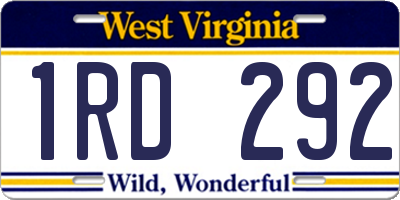 WV license plate 1RD292