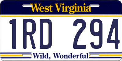 WV license plate 1RD294