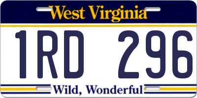 WV license plate 1RD296